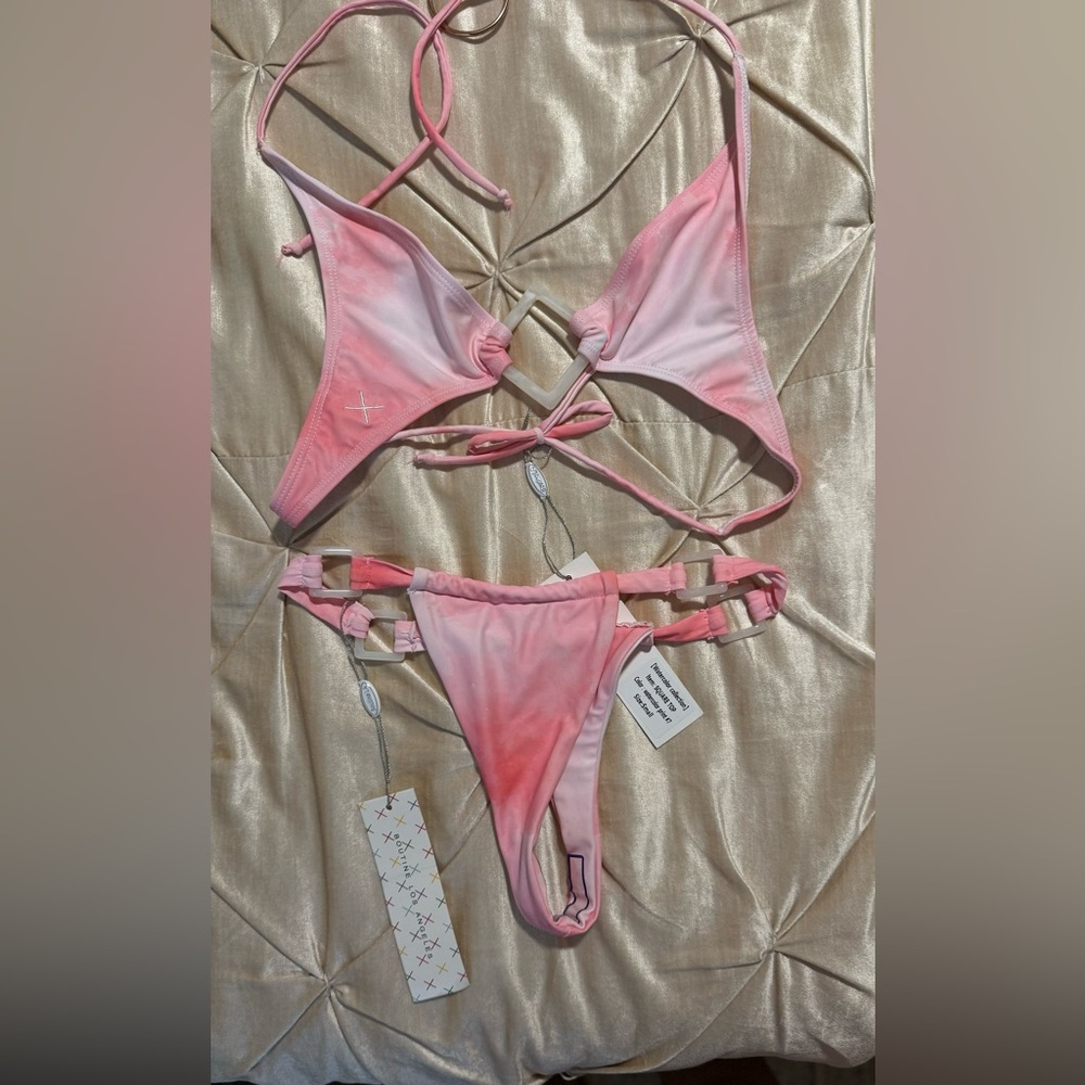 Boutine LA Pink Ombre Tie-Dye Triangle Bikini Set